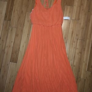 Elegant Orange Sleeveless Dress